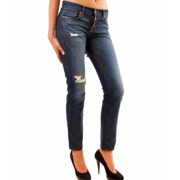 J Brand Womens Aidan Jeans Straight Ringer distressed ripped Blue Size 24 - Picture 1 of 14